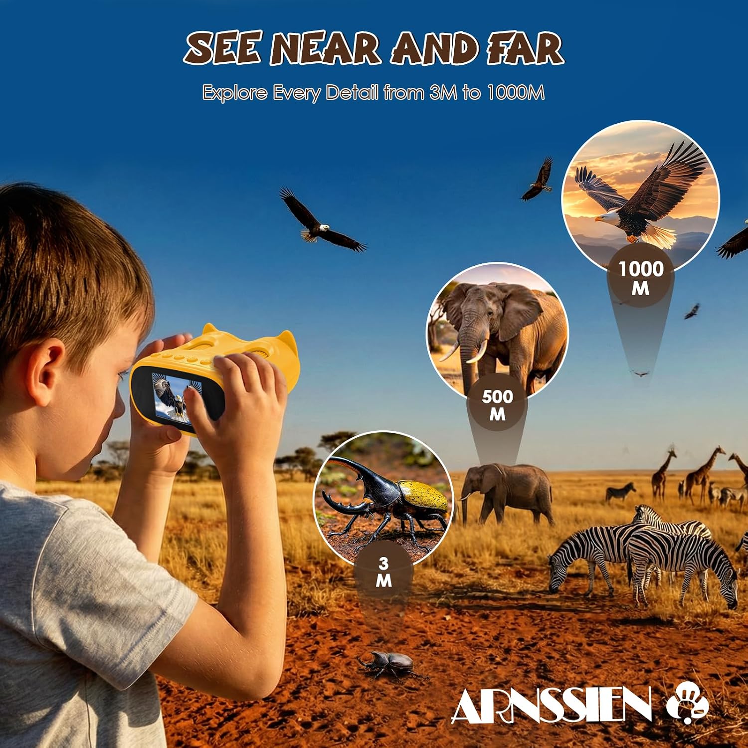 Detalle de ARNSSIEN 2 in 1 Microscopio Bambini e Telescopio: esplorazione digitale per bambini 3–12 anni