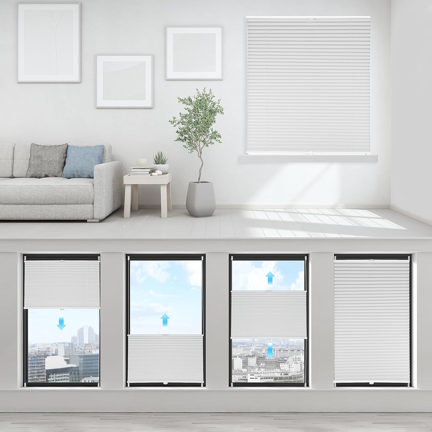 Thumbnail 1 de Sekey Plissee ohne Bohren Verdunkelung als Klemmfix-Fensterrollo, 100 x 130 cm (weiß)