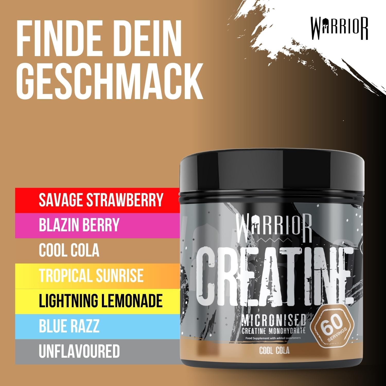 Thumbnail 6 de Warrior Creatin Monohydrat Pulver (300 g, 60 Portionen) – vegan, mikronisiert – Cool Cola