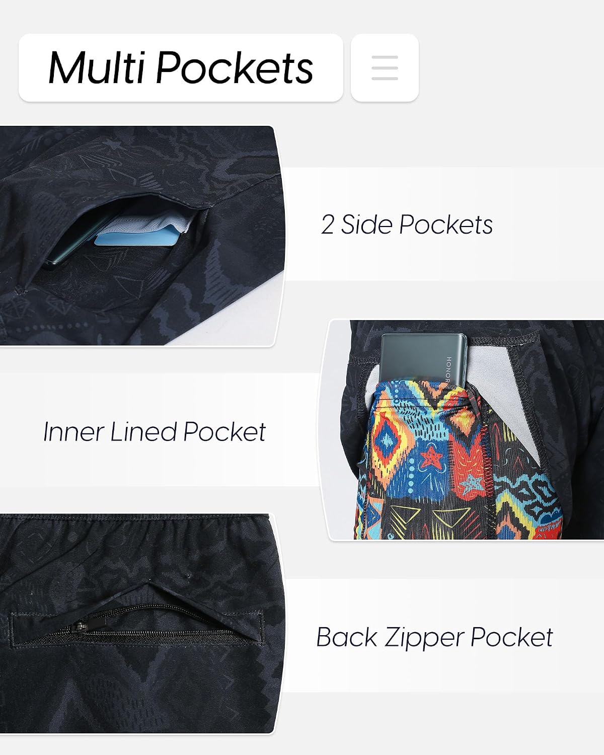 Detalle 2 de maamgic 7-Inch Gym Shorts with Liner – 2-in-1 Quick-Dry Athletic Shorts