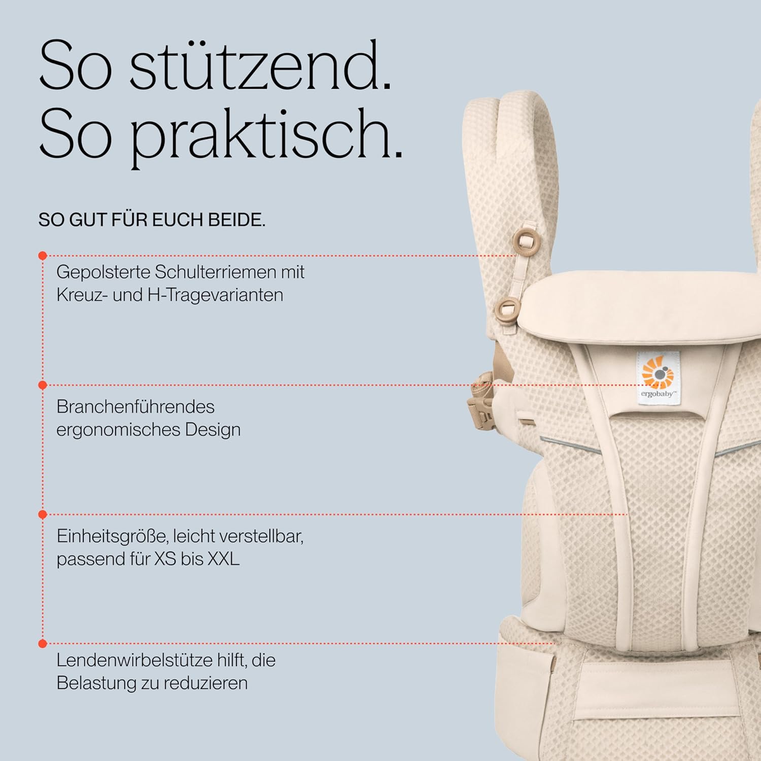 Thumbnail 3 de Ergobaby Omni Breeze Babytrage – 4 Positionen, Mesh-Atmungsaktiv, ergonomisch ab Geburt bis 20 kg