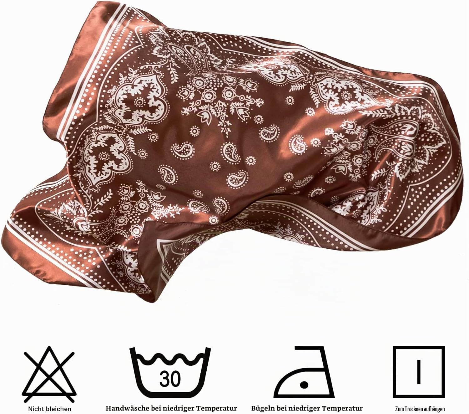 Detalle 2 de HBselect 4 Stk. Kopftuch – 90×90 cm Quadrat-Schals für Damen, Seide-Gefühl