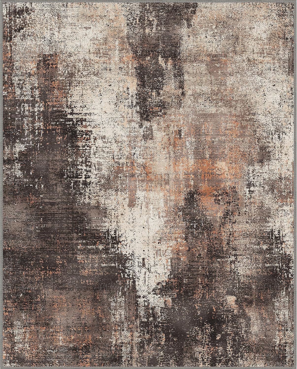 Thumbnail 4 de BEIMO waschbarer Kurzflor-Teppich im abstrakten Design, rutschfest, 120 x 170 cm (Rotbraun)