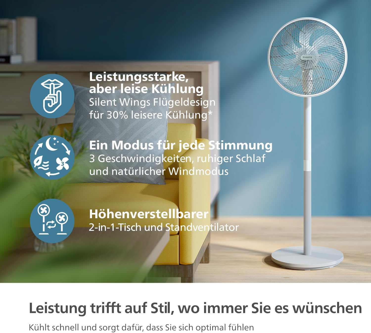 Thumbnail 2 de Philips Standventilator Serie 2000 CX2550/00 – leise Kühlung mit 2-in-1-Design