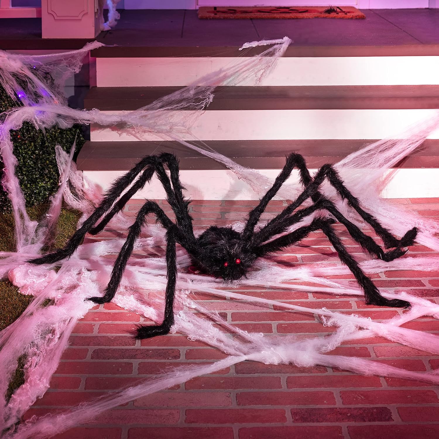 Detalle de JOYIN SC-SP01 Halloween Spider Decor, Adjustable Iron-Wire Legs, Plush Black Finish