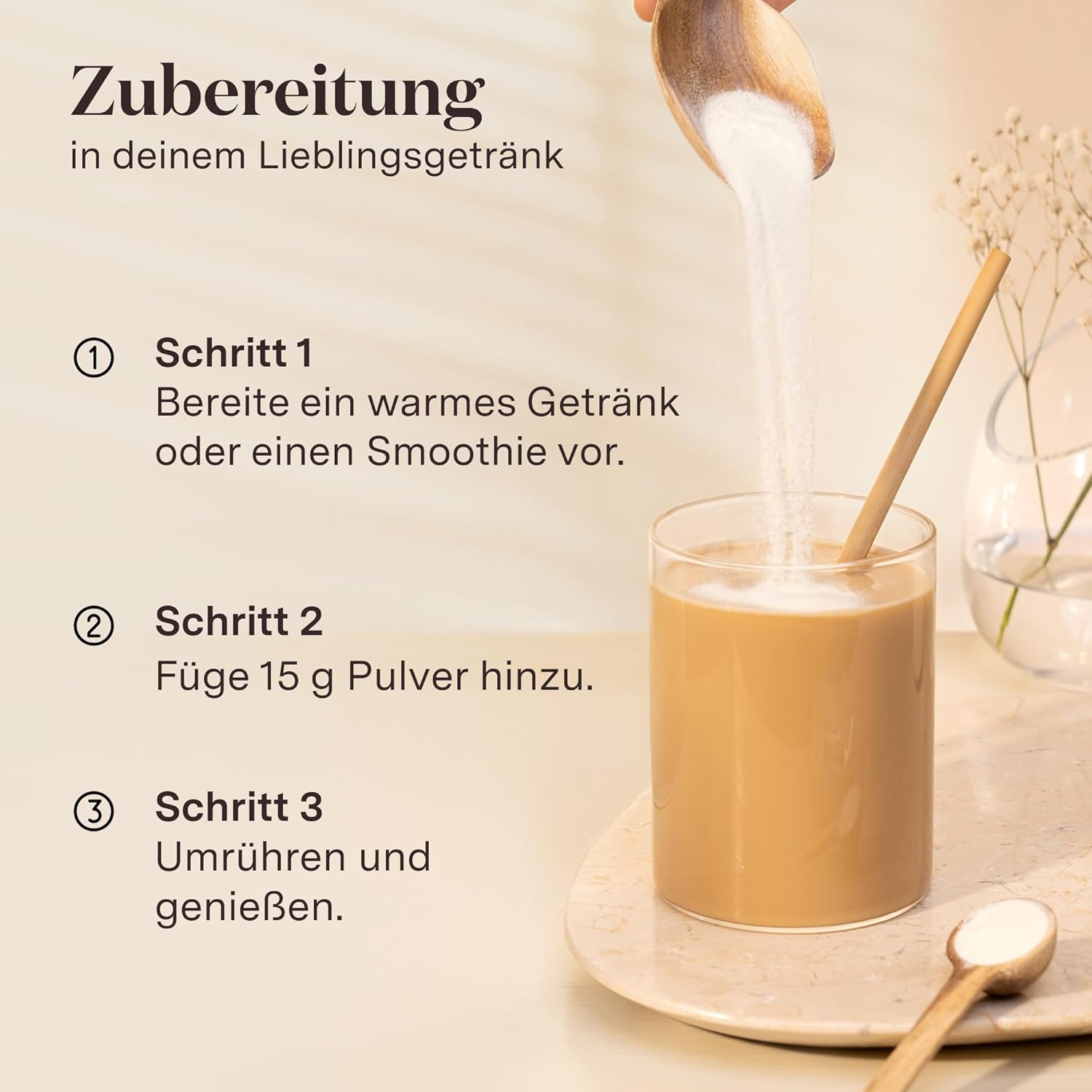 Detalle de Glow25® Collagen Pulver 225 g – Unser Original mit Vitamin C (hydrolysiertes Kollagen, Peptid Typ 1 & 3)