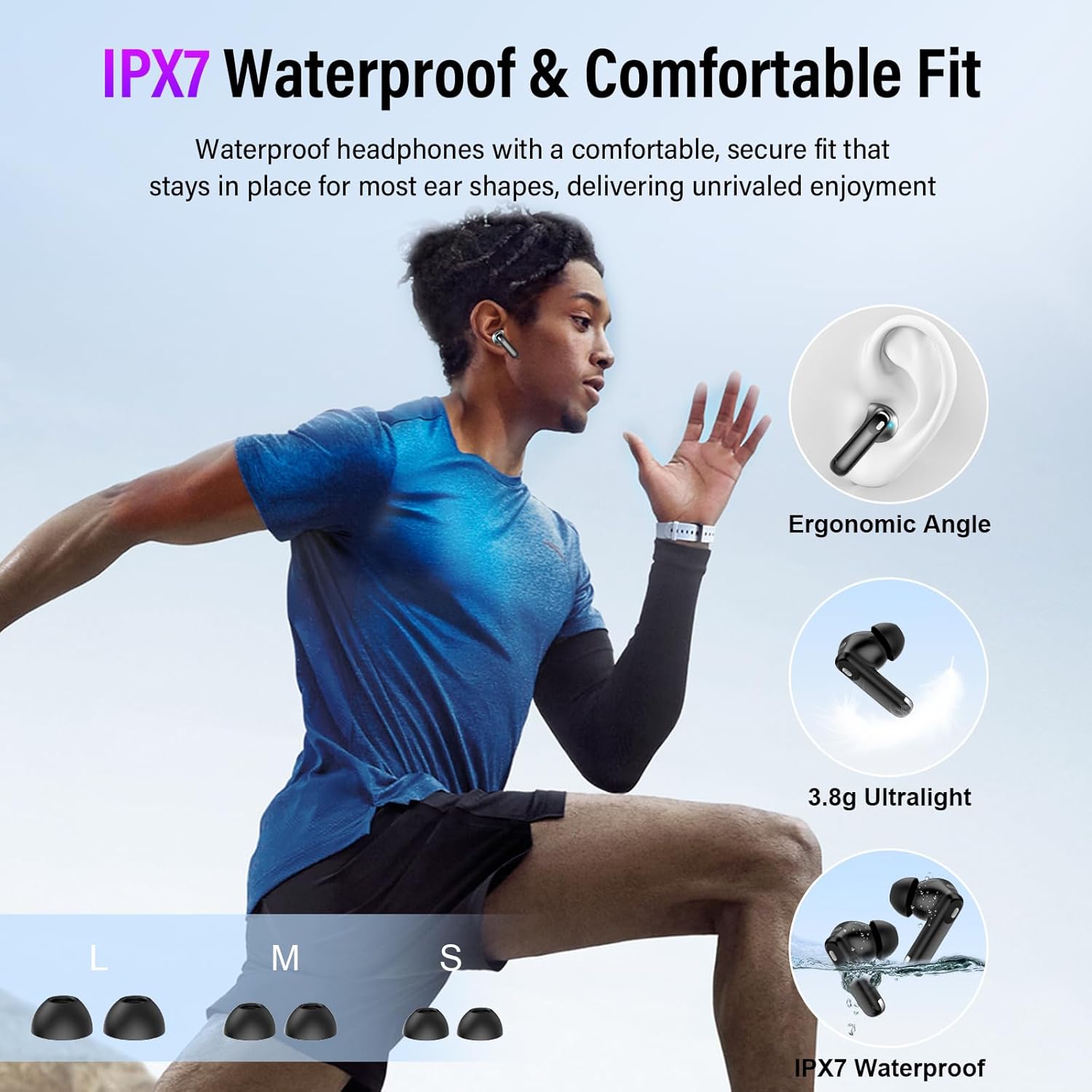 Detalle de Touchscreen Bluetooth Kopfhörer 2026 In Ear: ANC, IP7, 48 Std Laufzeit, USB-C
