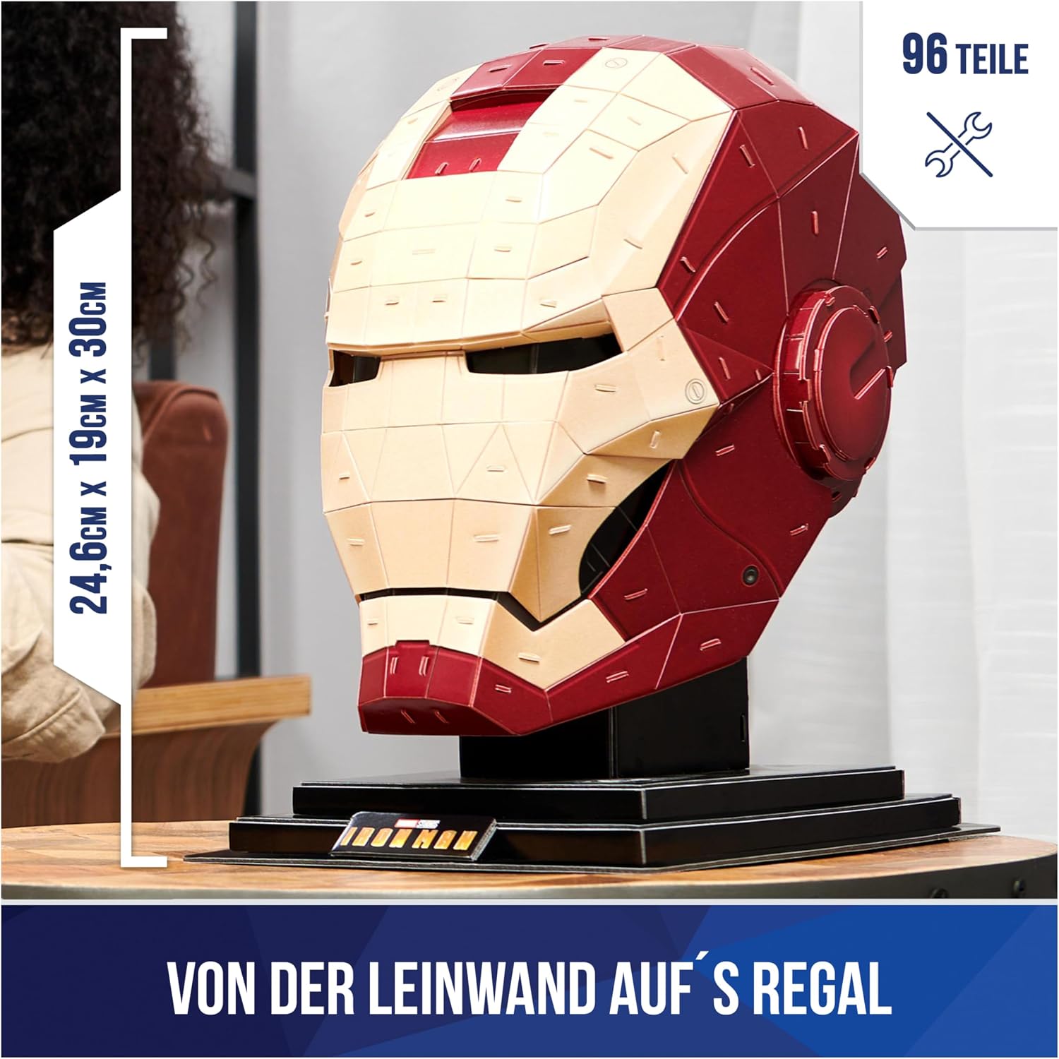 Thumbnail 1 de 4D Build Marvel Iron Man-Helm – detailreicher 3D-Modellbausatz aus Karton, 96 Teile