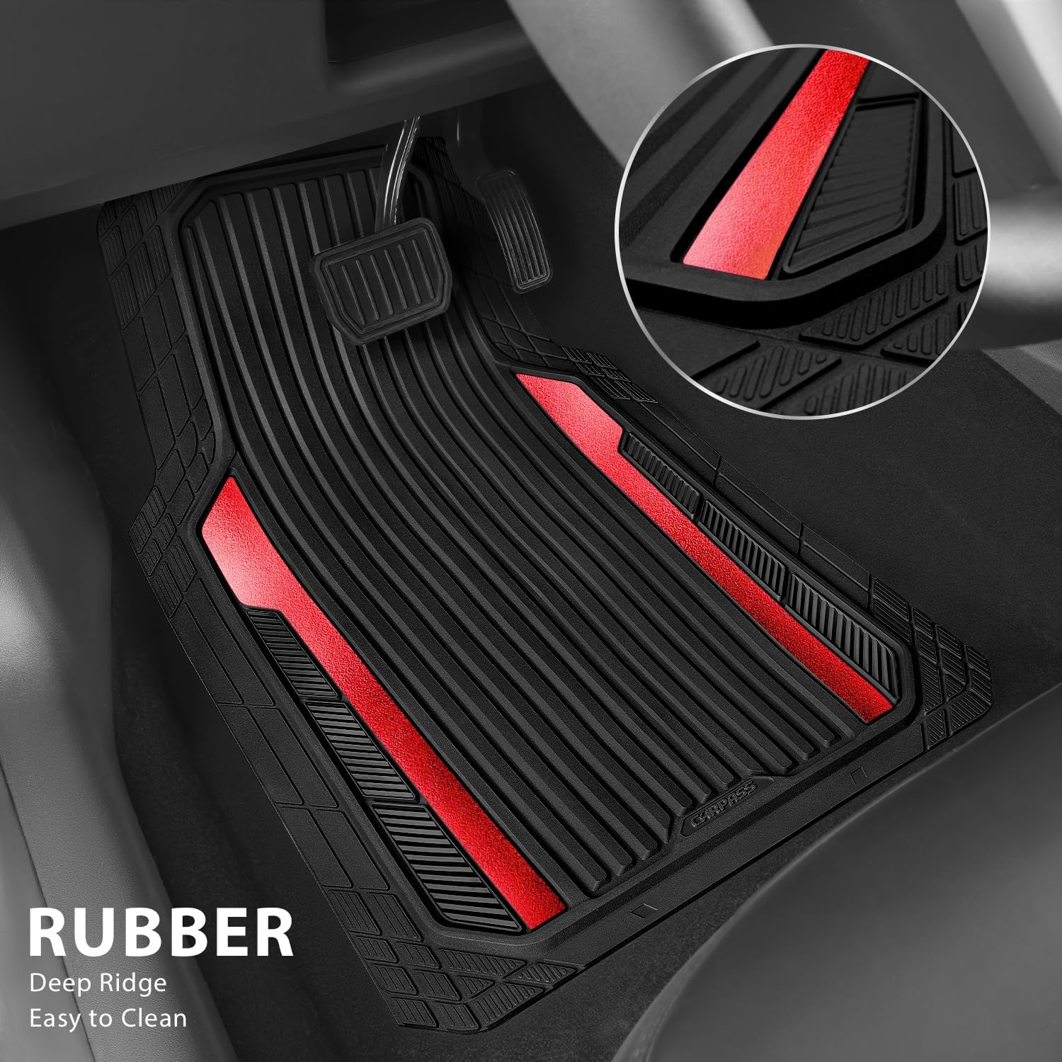 Thumbnail 1 de CAR PASS Heavy Duty Rubber Car Mats 27.2"