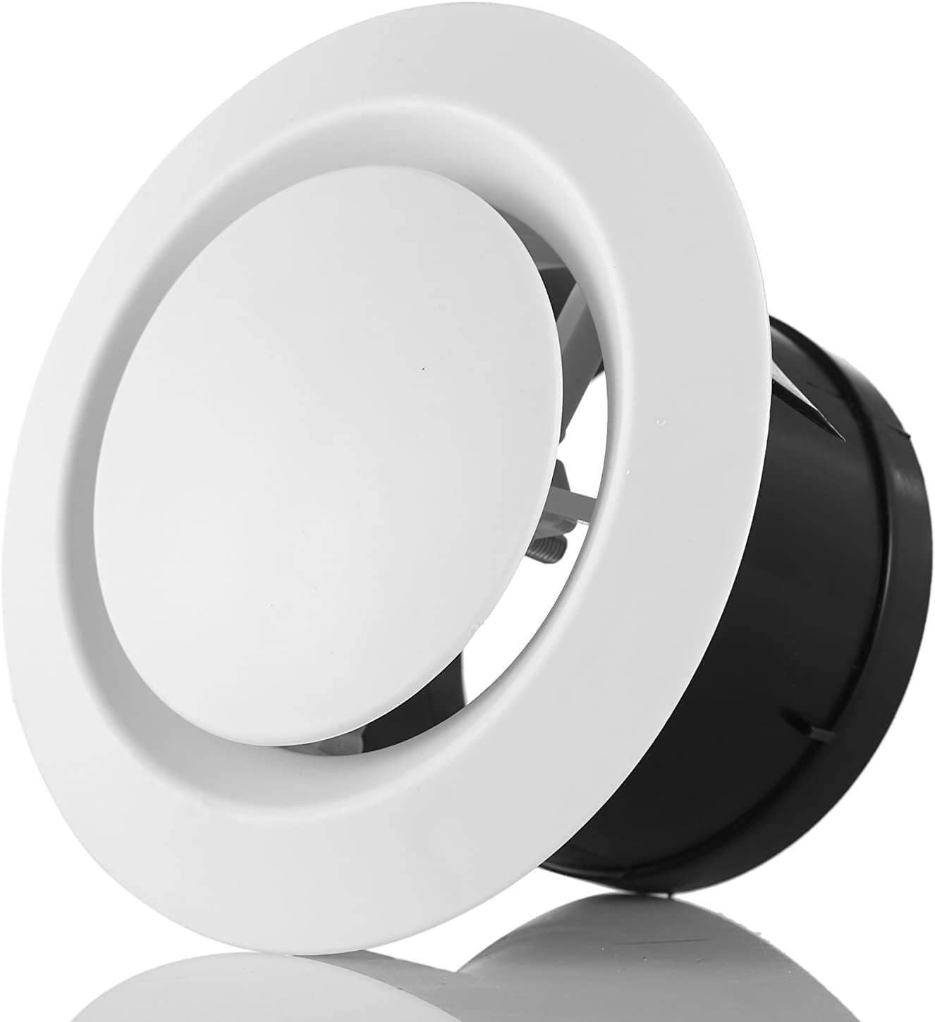 Detalle de Hon&Guan 5 Inch Adjustable Air Vent (125mm) – No Drilling, Round Ceiling/Wall Vent for Caravans and Homes