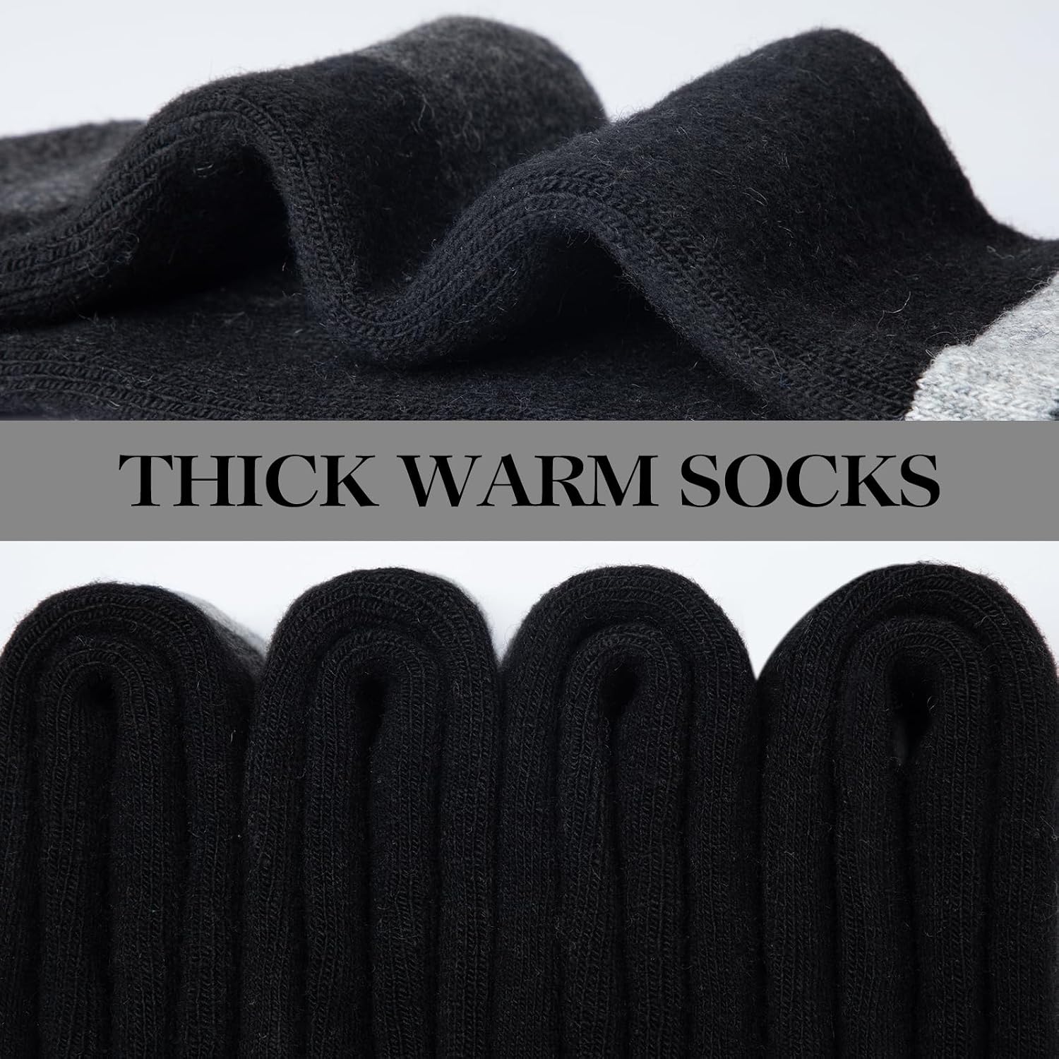 Detalle de SIMIYA Merino Wool Hiking Socks, 5 Pairs, Thick Cushioned, Size 7-15