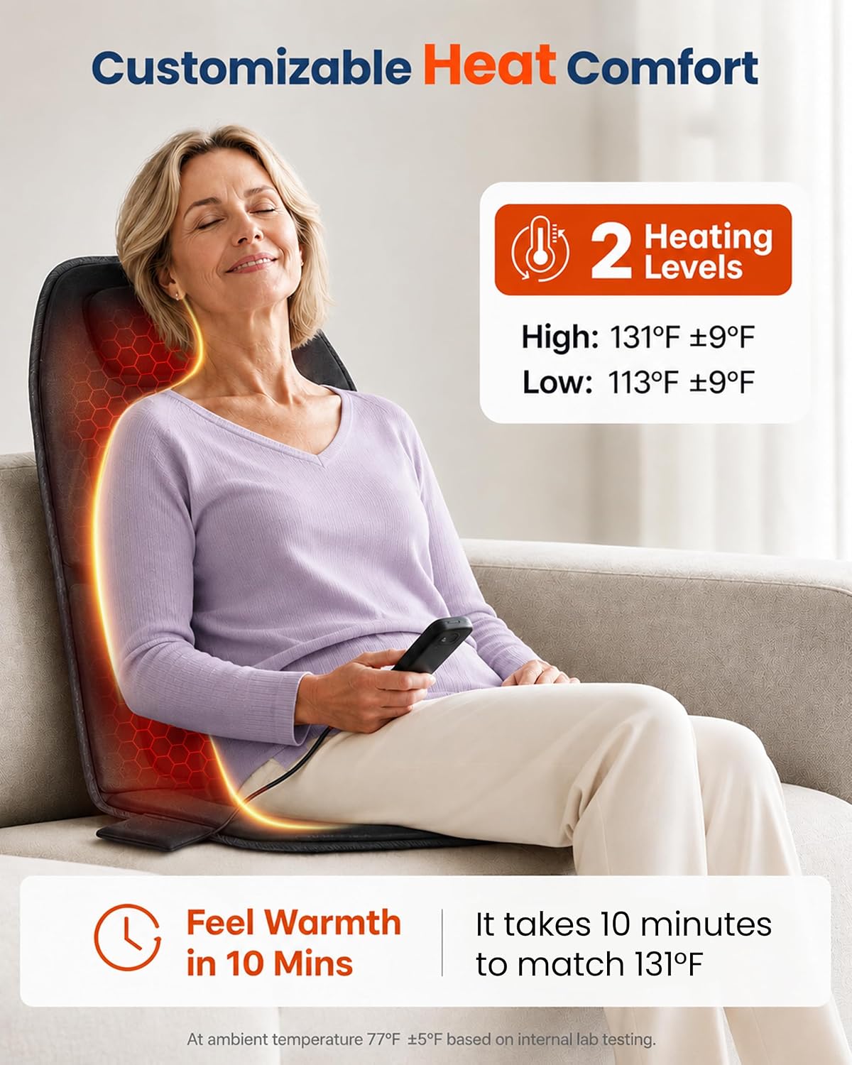 Detalle de COMFIER Back Massager Seat Cushion 10-motor