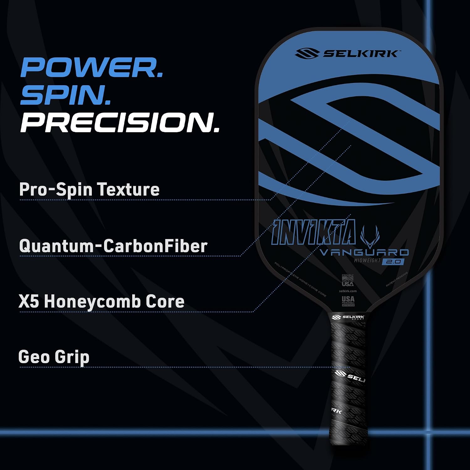 Detalle 2 de Selkirk Sport Vanguard Hybrid Pickleball Paddle | Carbon Fiber X5 Core