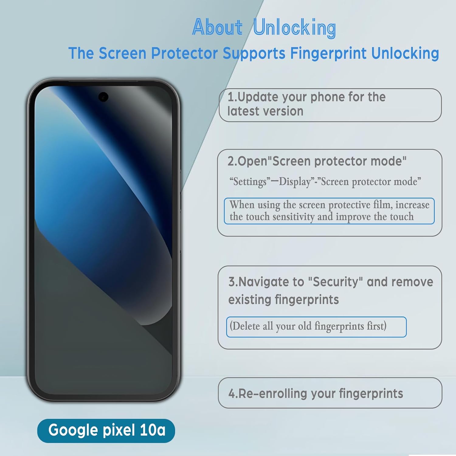 Thumbnail 3 de WFTE 2er Schutzfolie aus gehärtetem Glas für Google Pixel 10A 5G
