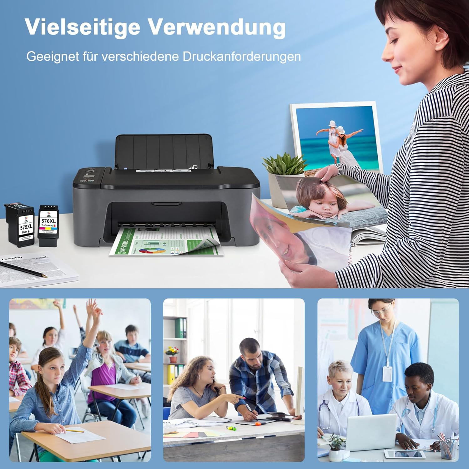 Thumbnail 6 de Palmtree PG-575XL CL-576XL Druckerpatronen – kompatibel für Canon PIXMA TS3550/TS3750/TR4750 (1 Schwarz, 1 Farbe)