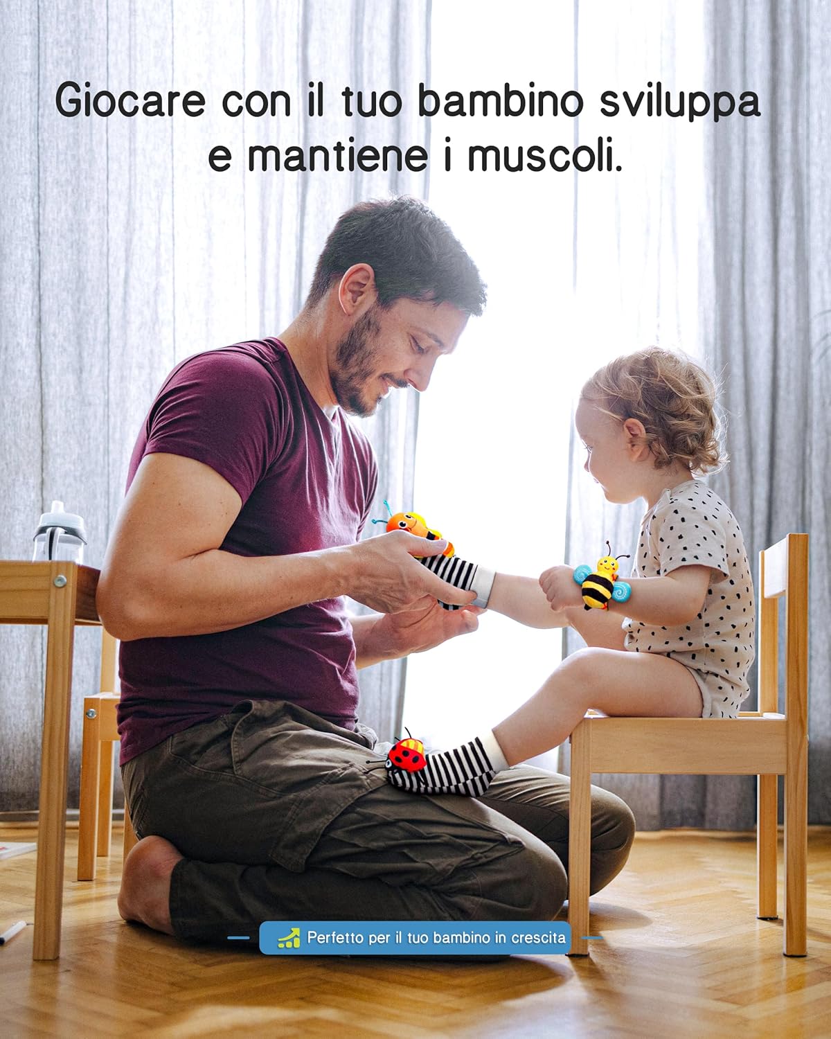 Detalle de Infinno Giochi Neonato Calzini Sonaglio Sensoriali: stimola esplorazione e udito dei piccoli