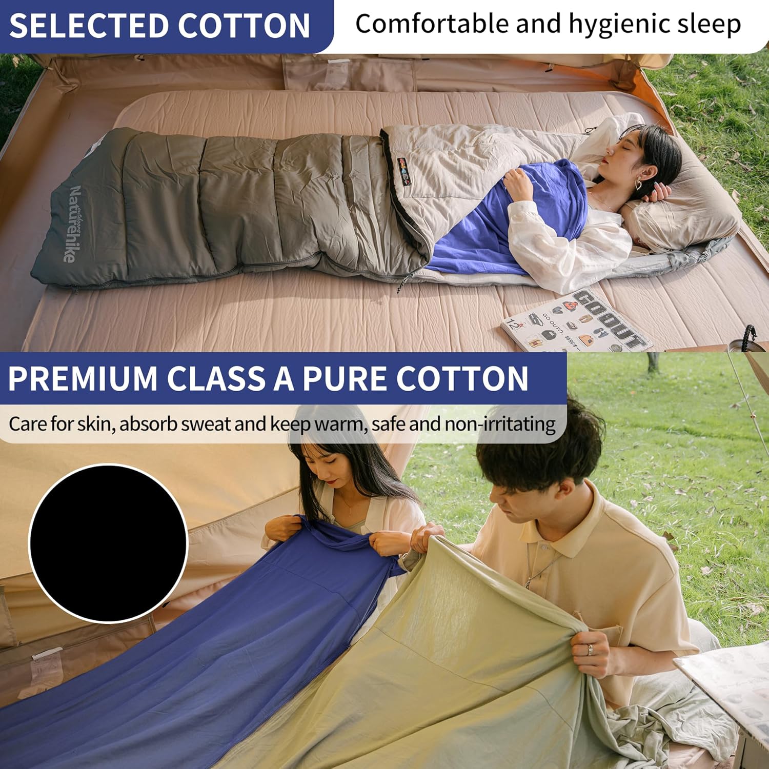 Thumbnail 3 de Naturehike Cotton Sleeping Bag Liner (210 x 75 cm) with Pillow Slot