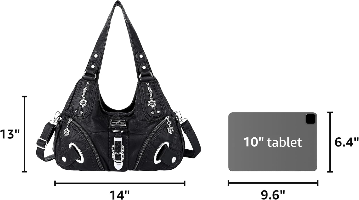 Detalle de Angelkiss Large Hobo Satchel Handbag for Women (Washed PU Leather)