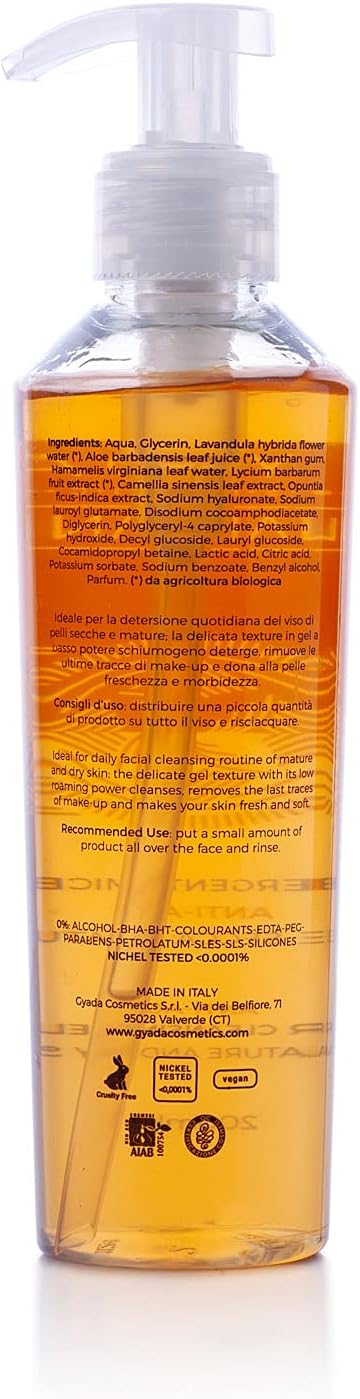 Detalle 2 de GYADA COSMETICS Gel Detergente Micellare Antiage con Aloe Vera (200 ml) per pelli secche e mature