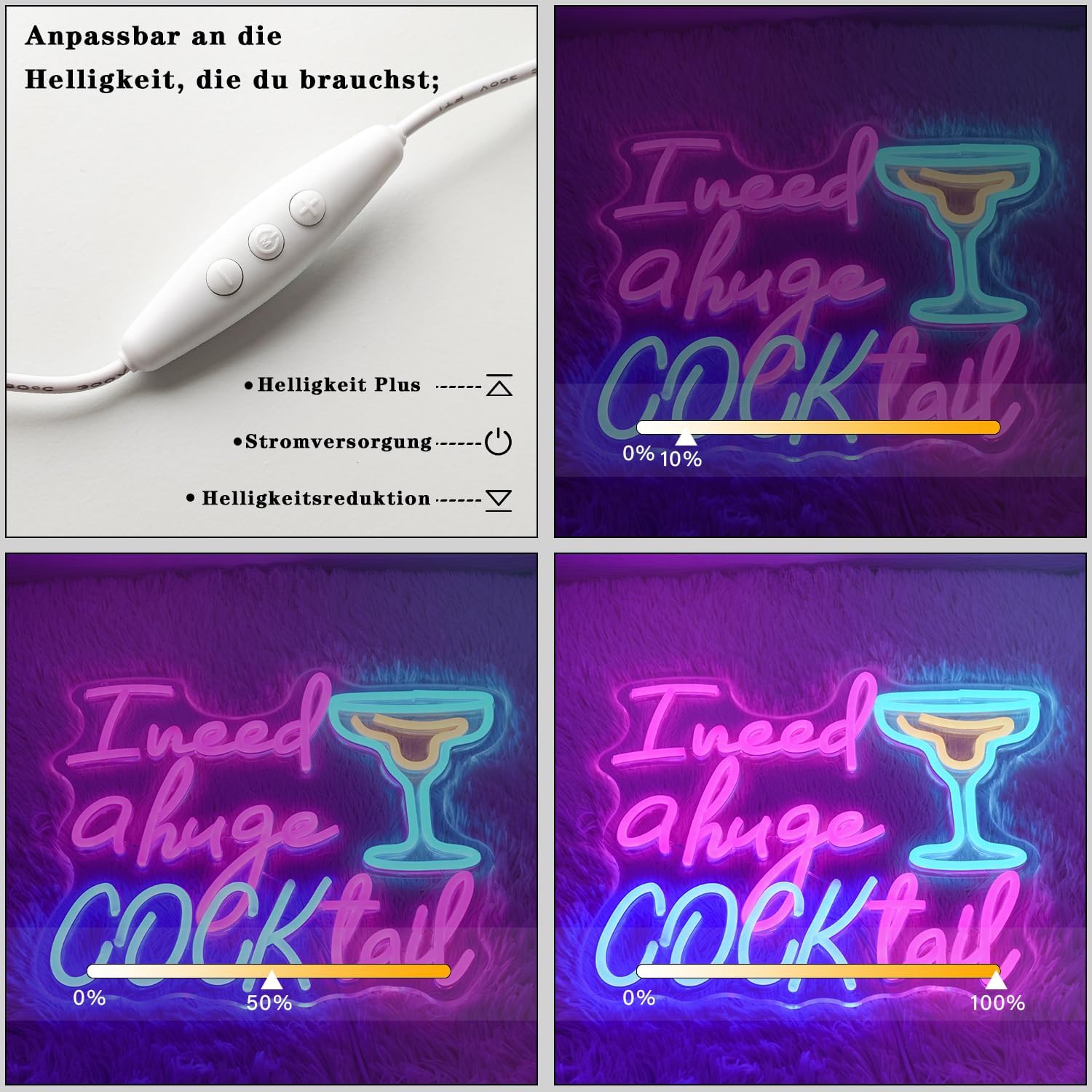 Thumbnail 4 de LMSIGNLY Cocktail Neon Schild – farbiges LED-Lichter-Schild für Wanddeko (14,2 x 12,6 Zoll)