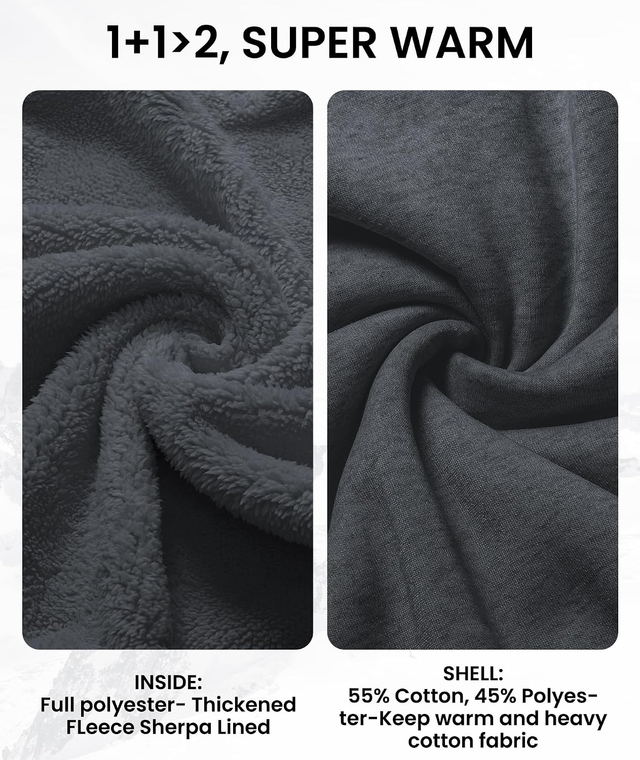 Detalle 2 de GEEK LIGHTING Hoodies for Men Heavyweight Sherpa Zip-up Sweatshirt