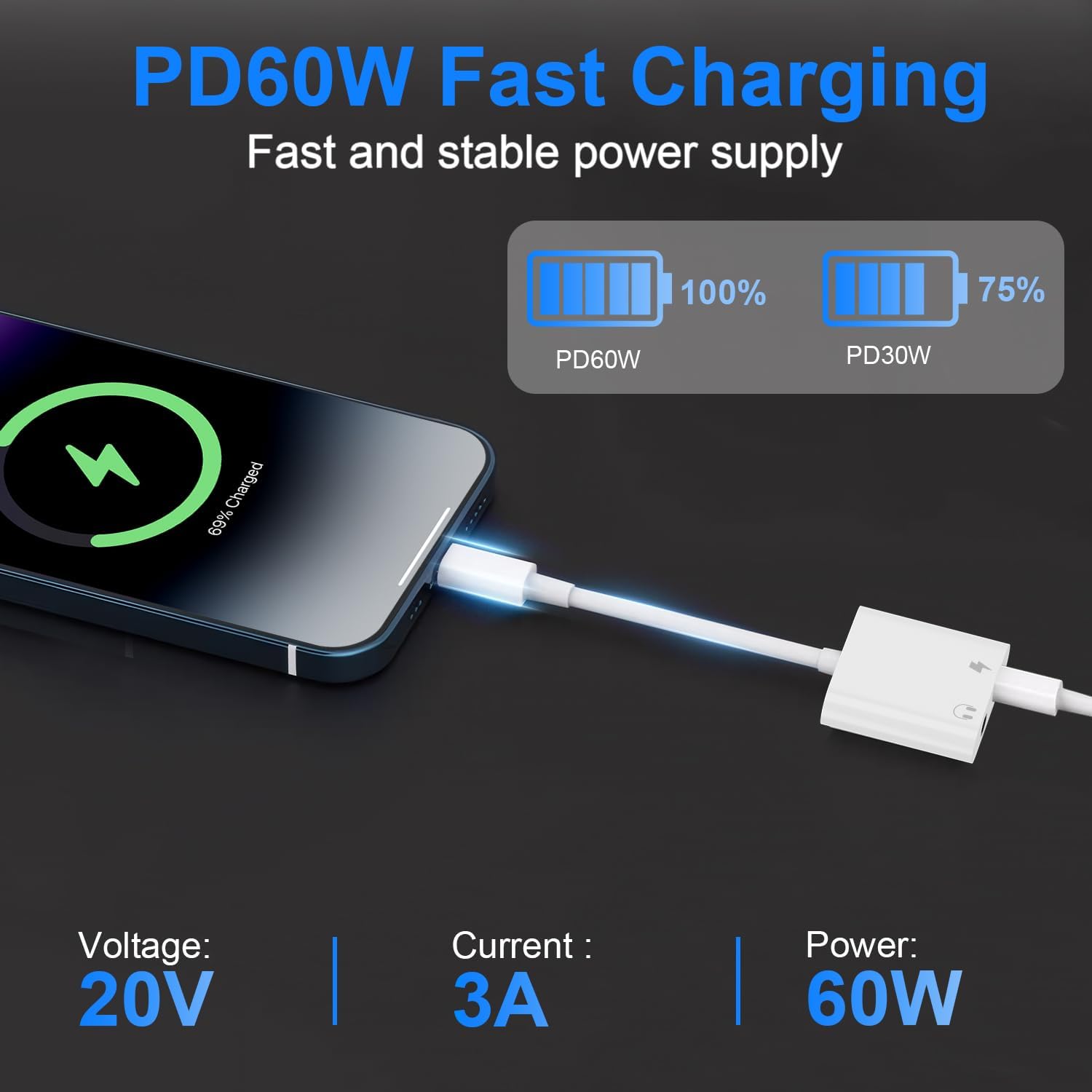 Thumbnail 2 de Dalimee USB-C to 3.5mm Jack 2-in-1 Aux & USB-C Charging Adapter