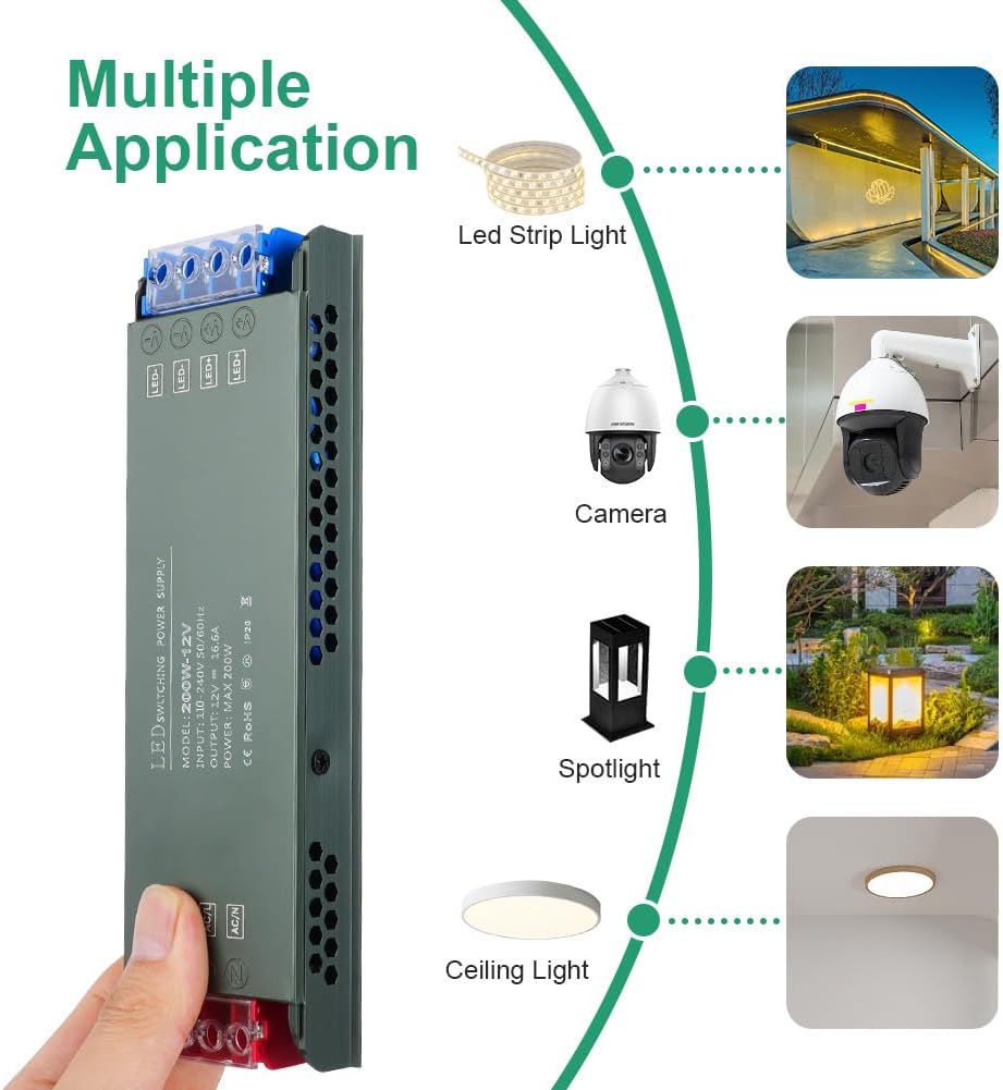 Thumbnail 6 de URAQT 12V LED Driver 200W 12V transformer for strip lights 🔌