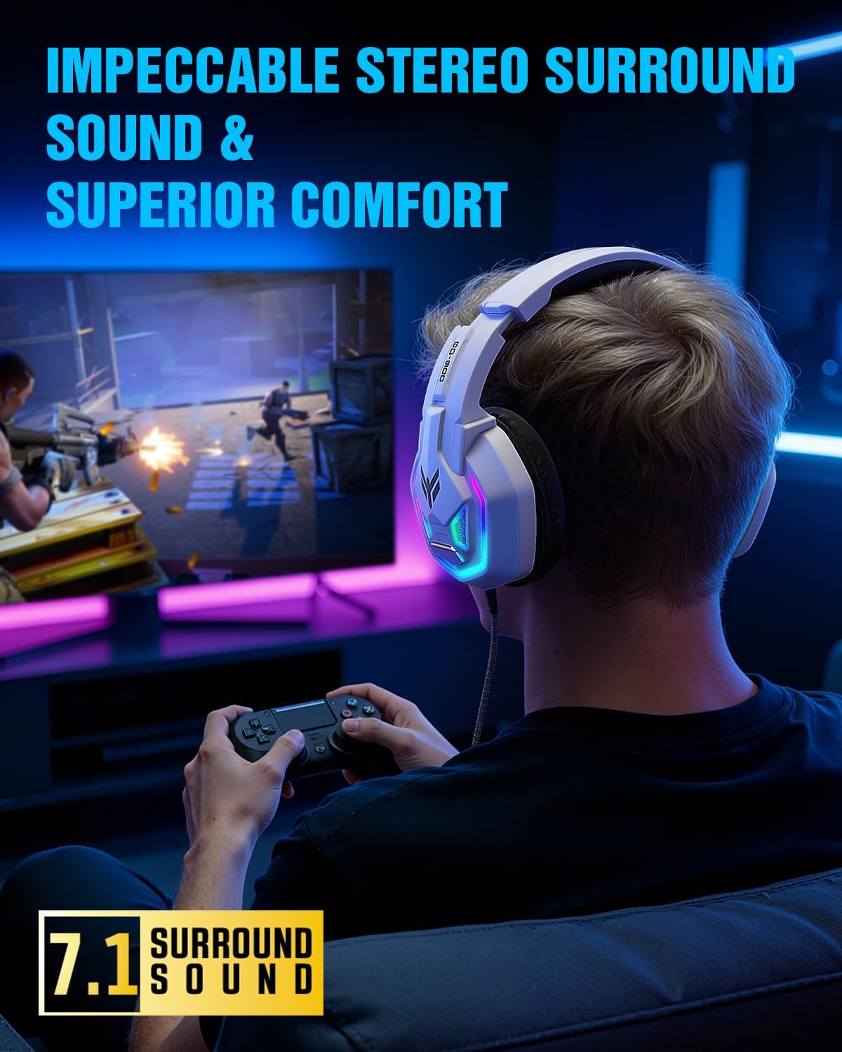 Thumbnail 1 de BENGOO Gaming Headset for Xbox Series X|S, Xbox One, PS5, PS4, PC, Switch, Mac — 7.1 Surround Sound, 50mm Drivers, Noise-Cancelling Mic, RGB Lighting