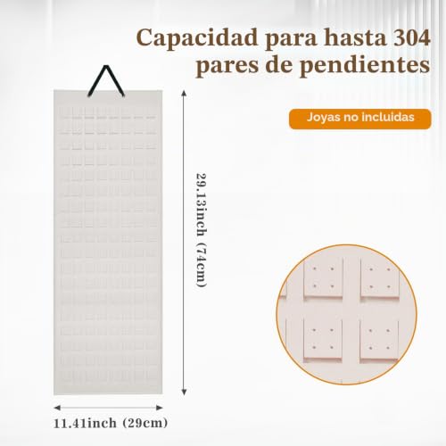 Detalle 2 de Lolalet Organizador de Pendientes Colgantes - Soporte de Pared para Aretes, 304 pares, Crema