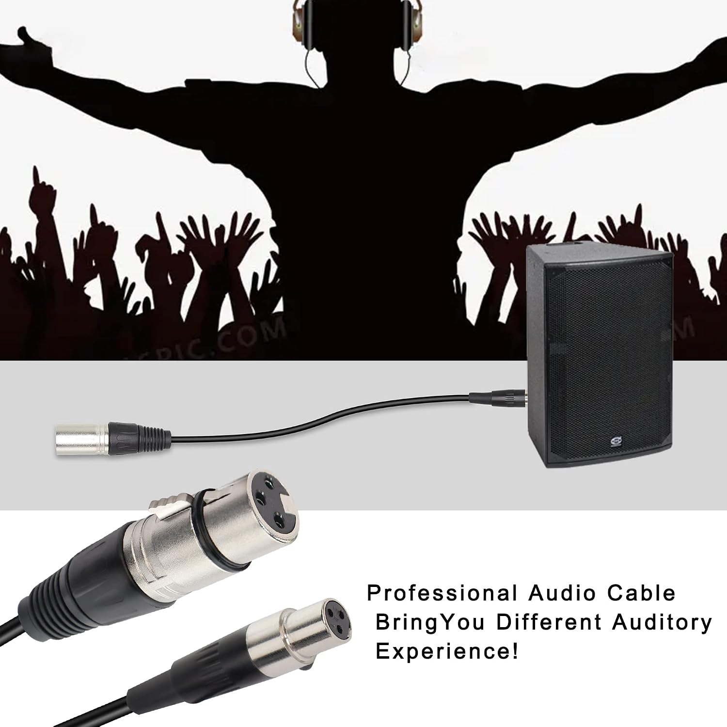 Detalle de MEIRIYFA Mini XLR Female to XLR Female Microphone Cable, 3-Pin, 1 ft