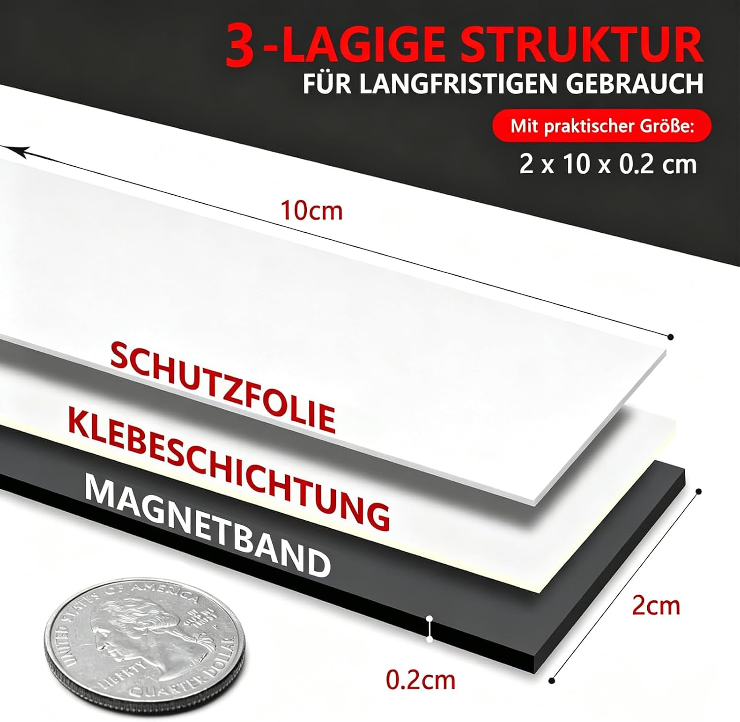 Detalle de CALLYSONIC 10cmx20mmx2mm zelfklevende magneten, 15 rechthoekige strips