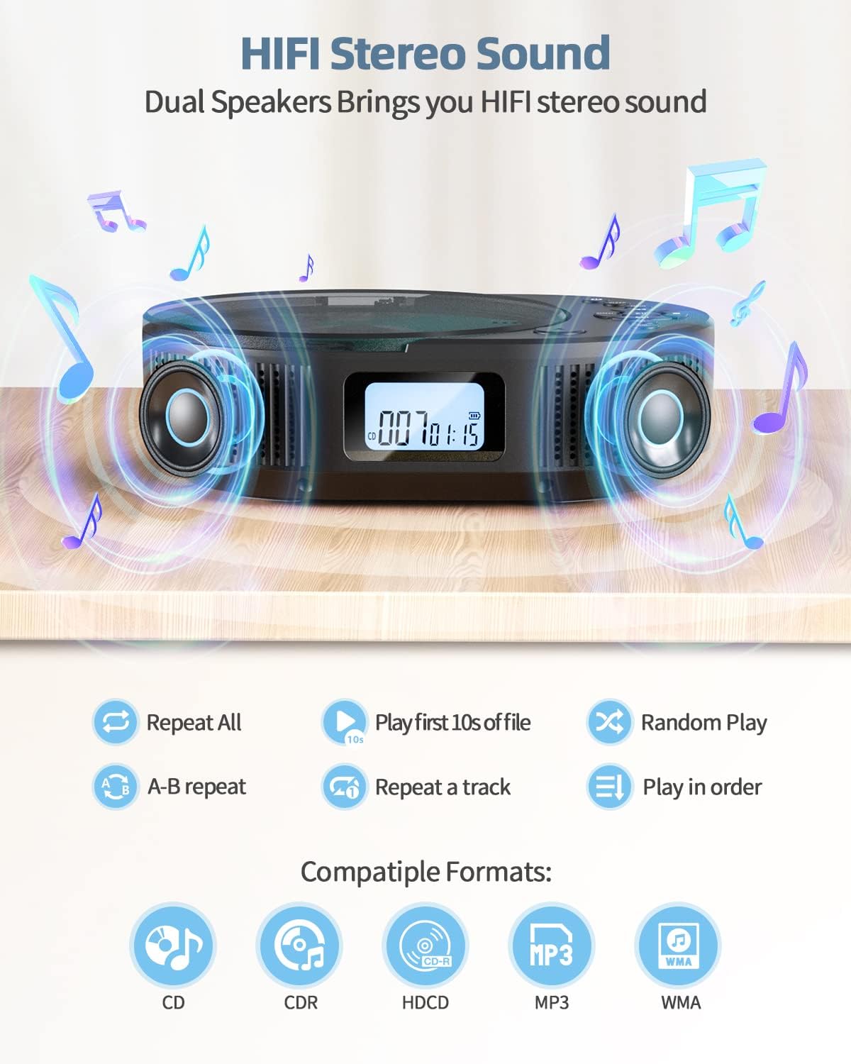 Thumbnail 4 de 2211B Portable CD Player with Bluetooth speaker
