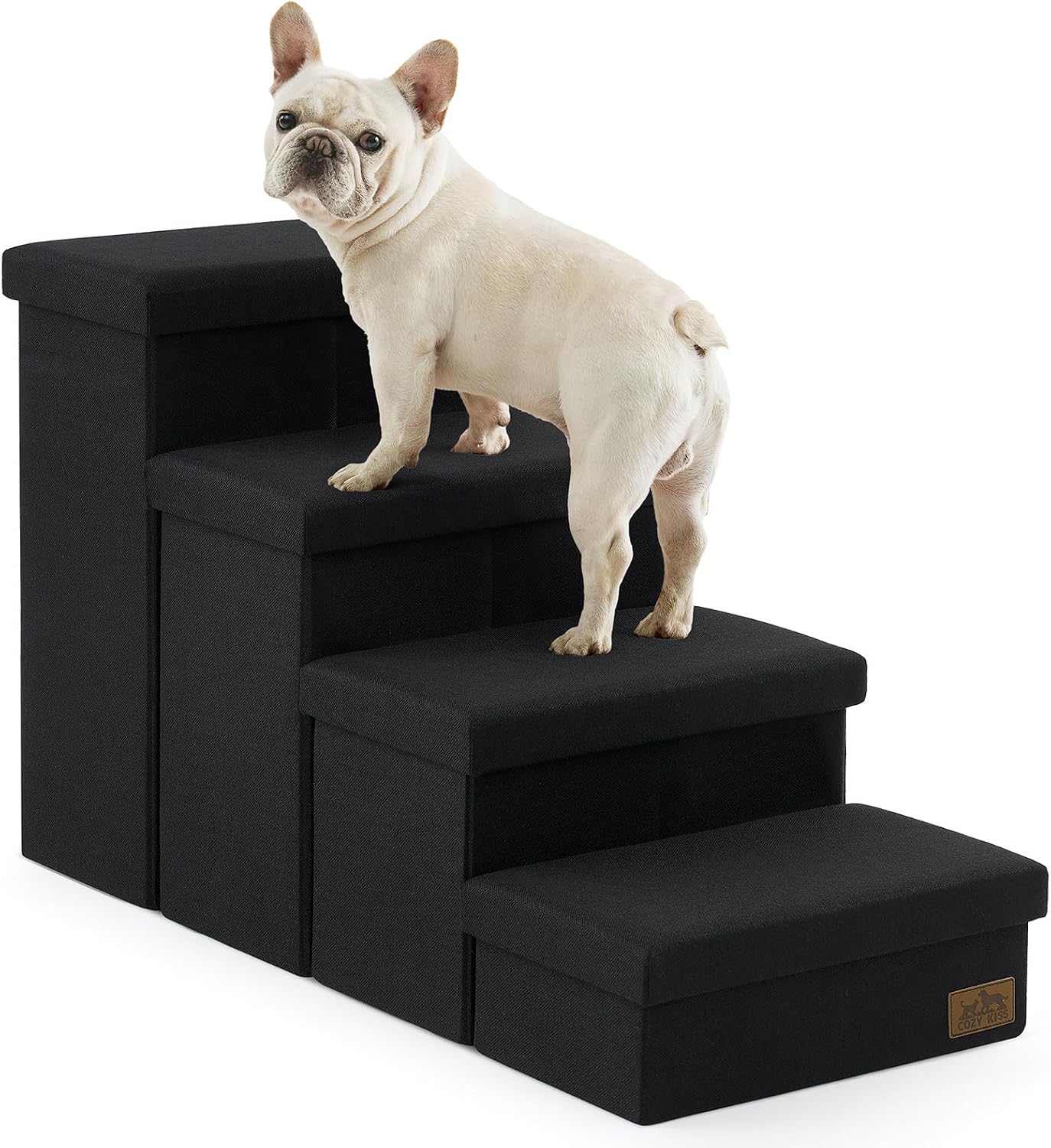 Detalle de COZY KISS Hundetreppe für Kleine Hunde mit Stauraum – faltbar, rutschfeste Stufen, 43x97x56 cm