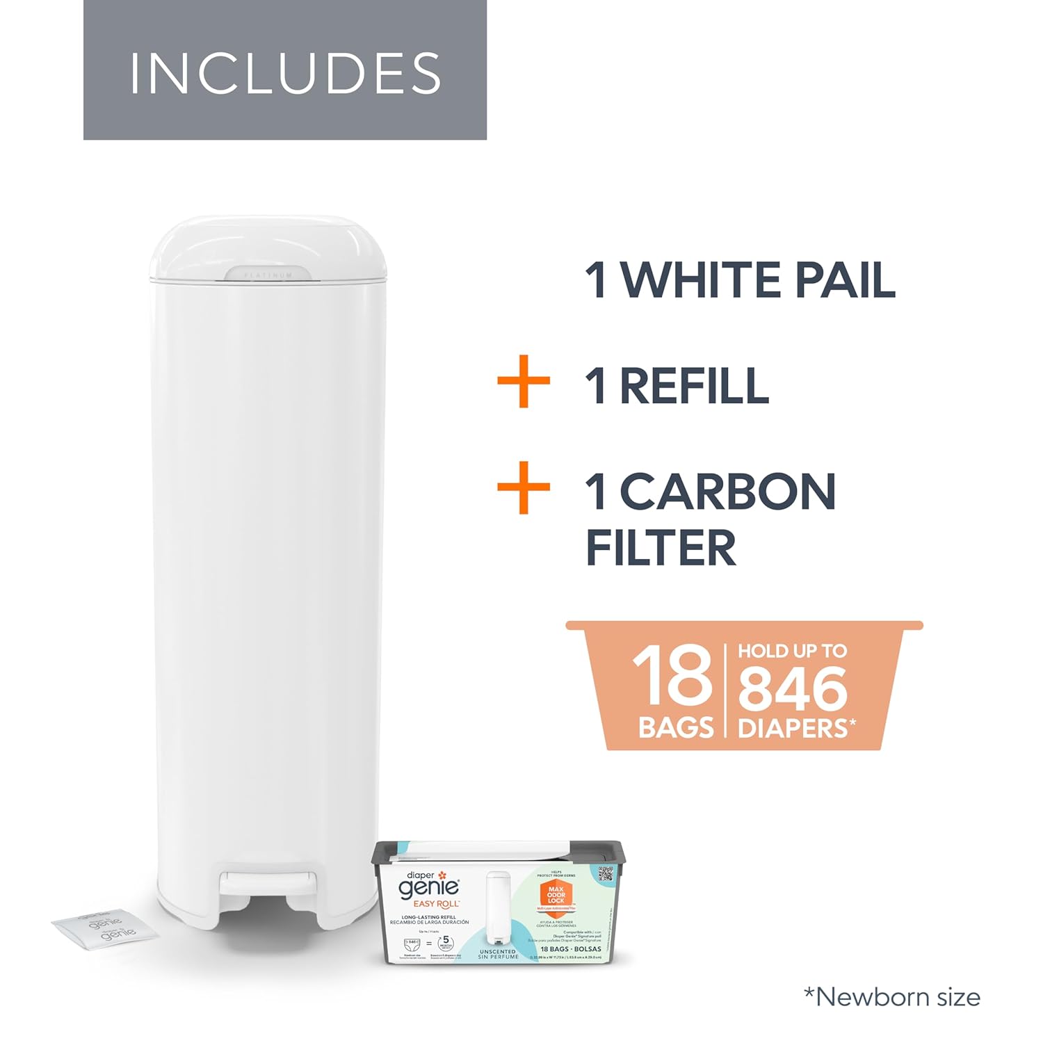 Thumbnail 3 de Diaper Genie Platinum Pail 47-Count Capacity