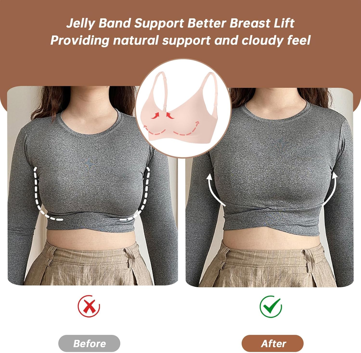 Detalle 2 de OEAK wireless push up bra, 4-row hooks