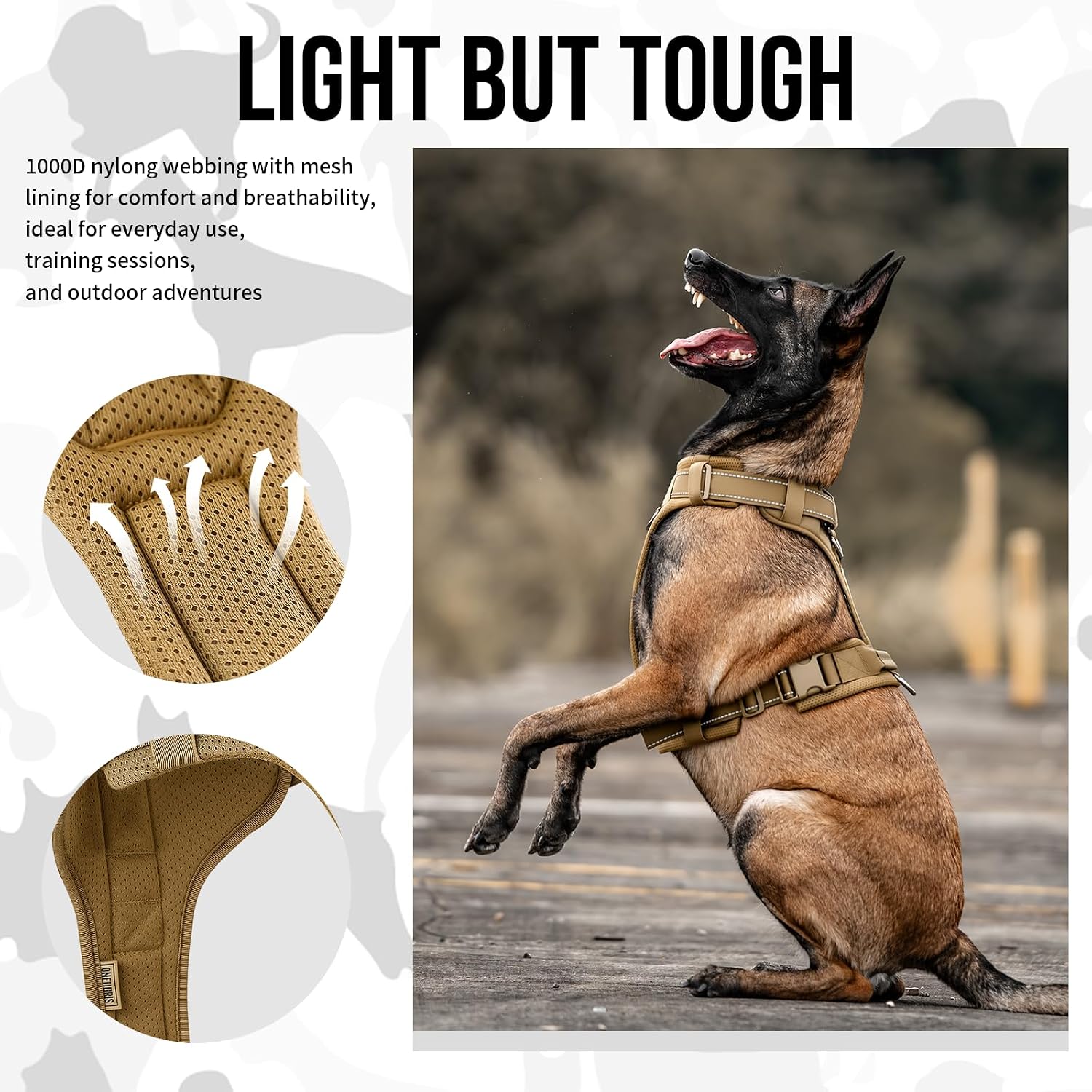 Detalle 2 de OneTigris Diesel No Pull Dog Harness (Large) with Reflective Trim, Chest Padding and 1 Handle