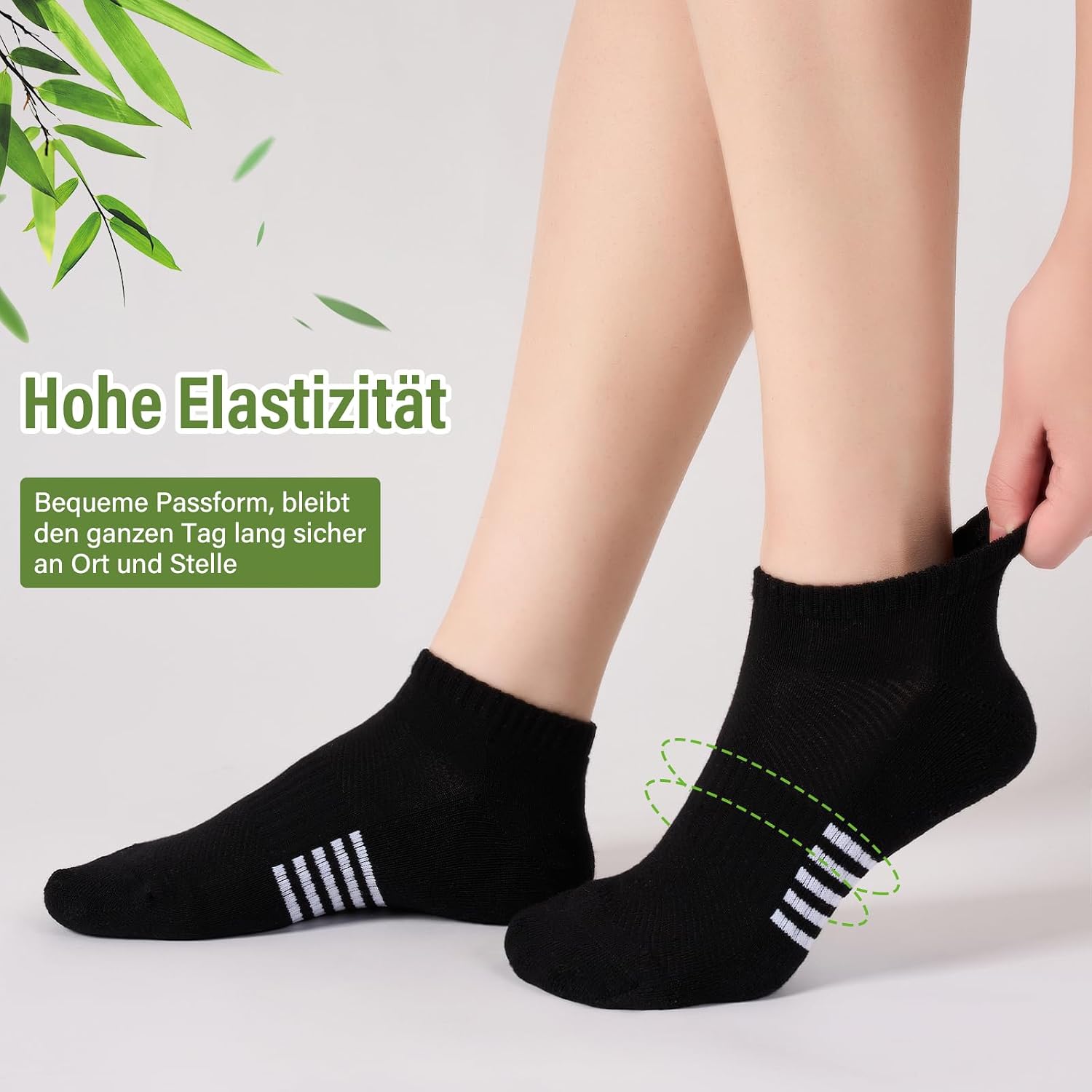 Detalle 2 de Effeet Bambus Sneaker Socken Damen – 6 oder 12 Paar, atmungsaktiv, gepolstert, kurze Laufsocken