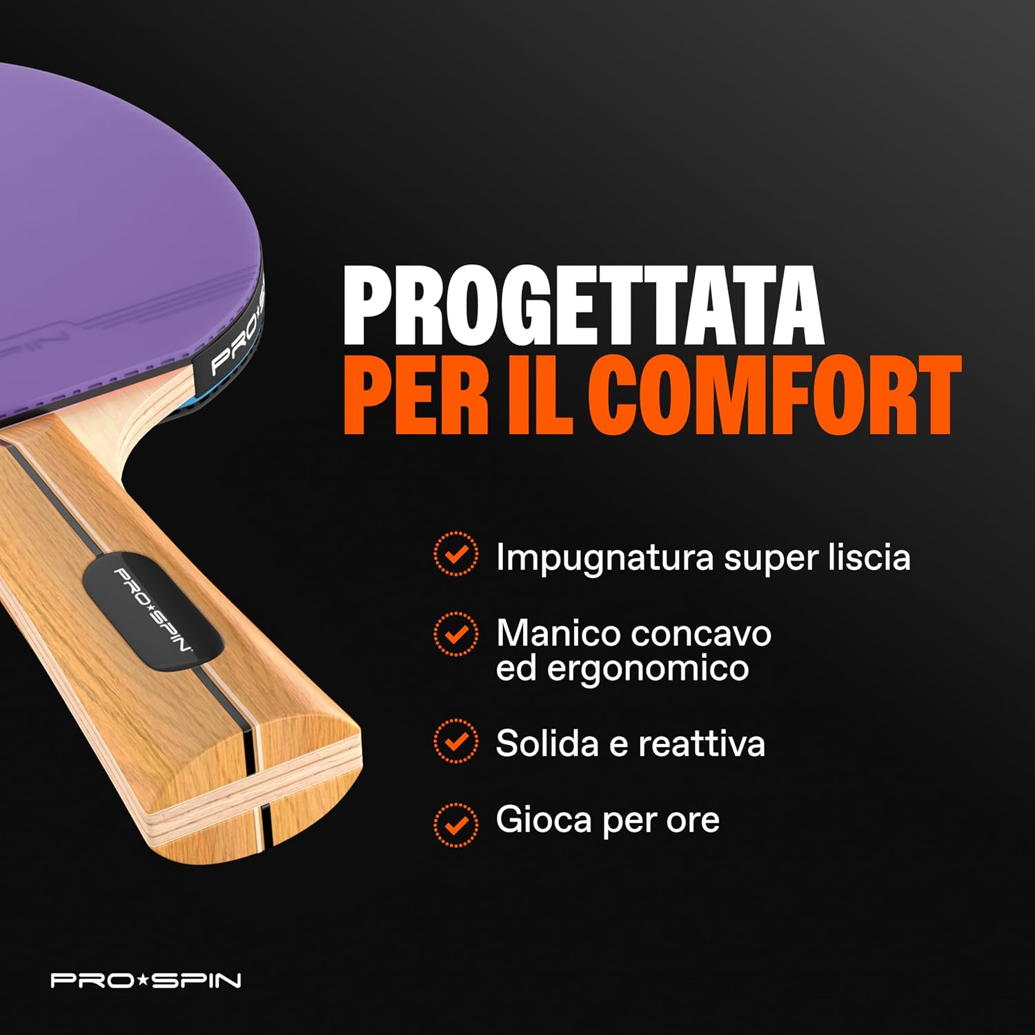 Detalle 2 de PRO-SPIN Racchetta Ping Pong Fibra di Carbonio 2 mm 🏓