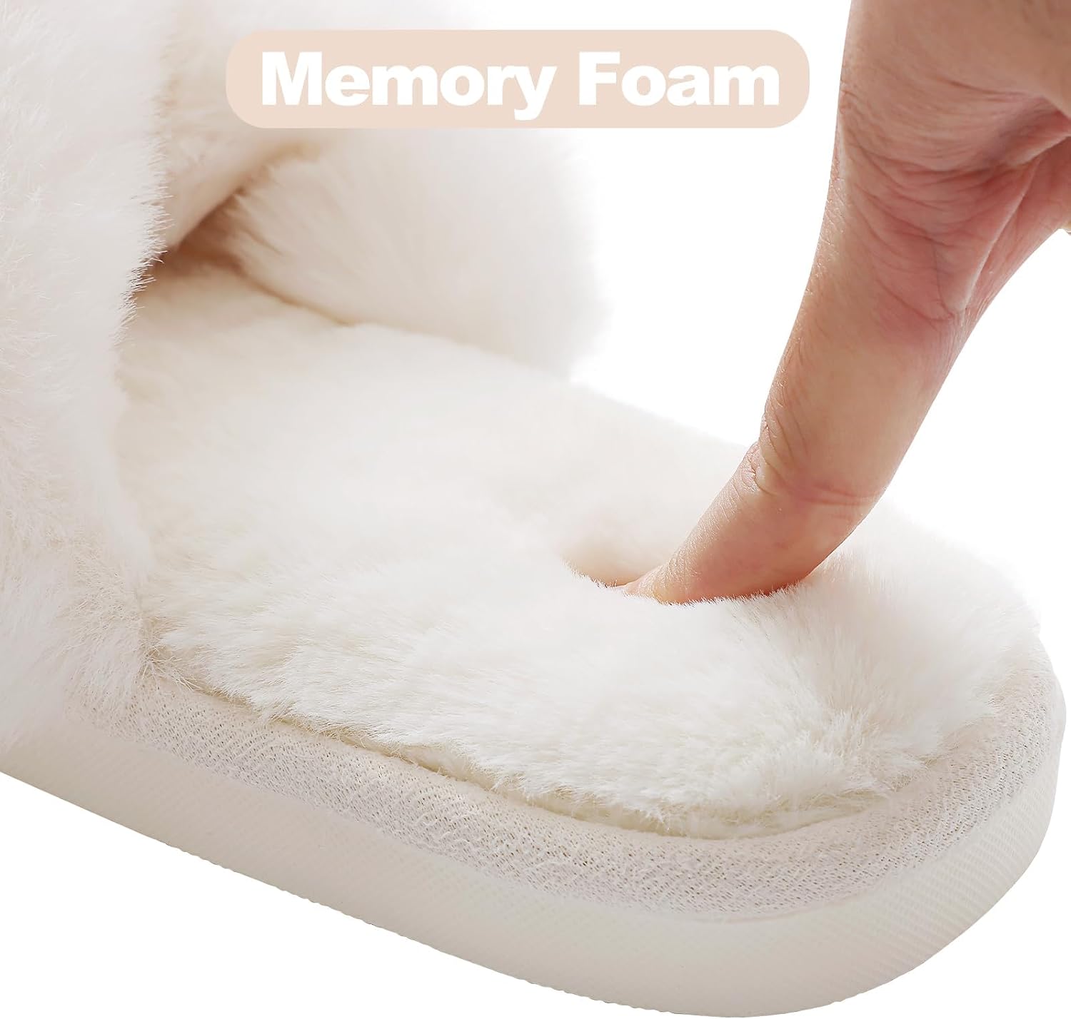 Thumbnail 5 de Evshine Cross Band Fuzzy Slippers Memory Foam