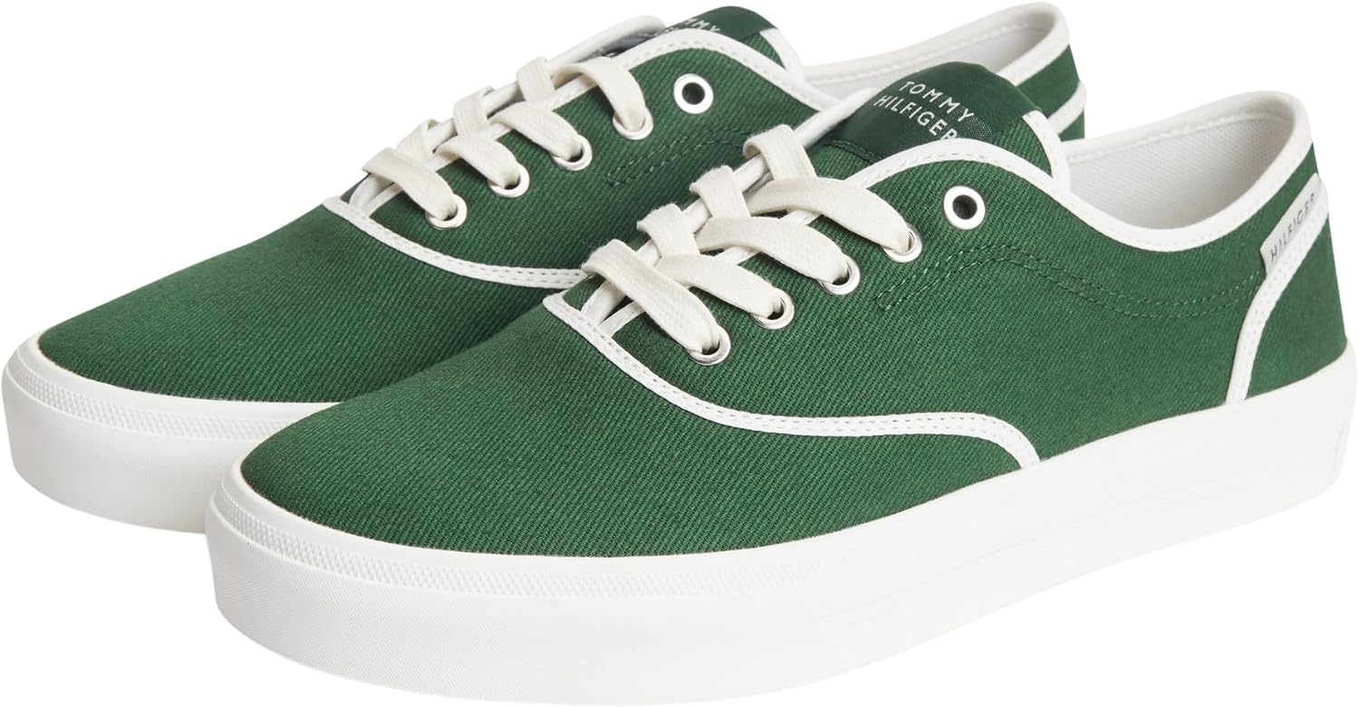 Detalle de Tommy Hilfiger Men's TH Vulc Cup Long Lace Canvas Low Top