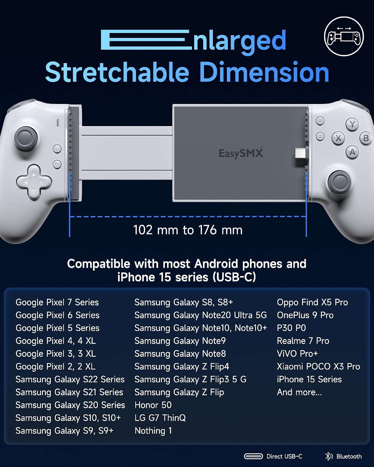 Detalle de EasySMX M15 Handy Controller: Kabelloser Smartphone-Controller für Android & iPhone 15 Serie