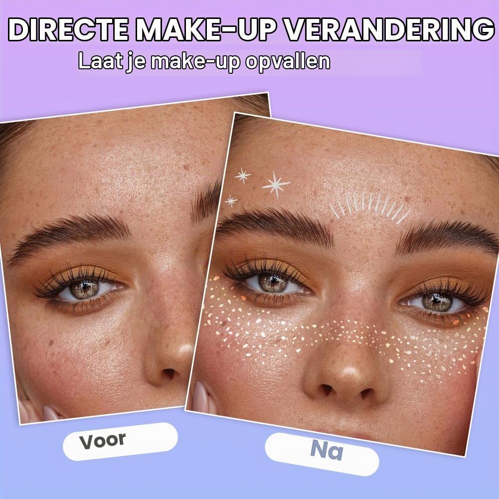 Thumbnail 4 de AOOWU 5064271 glitter-sproetentattoos, 20 zilveren sterren en stippen