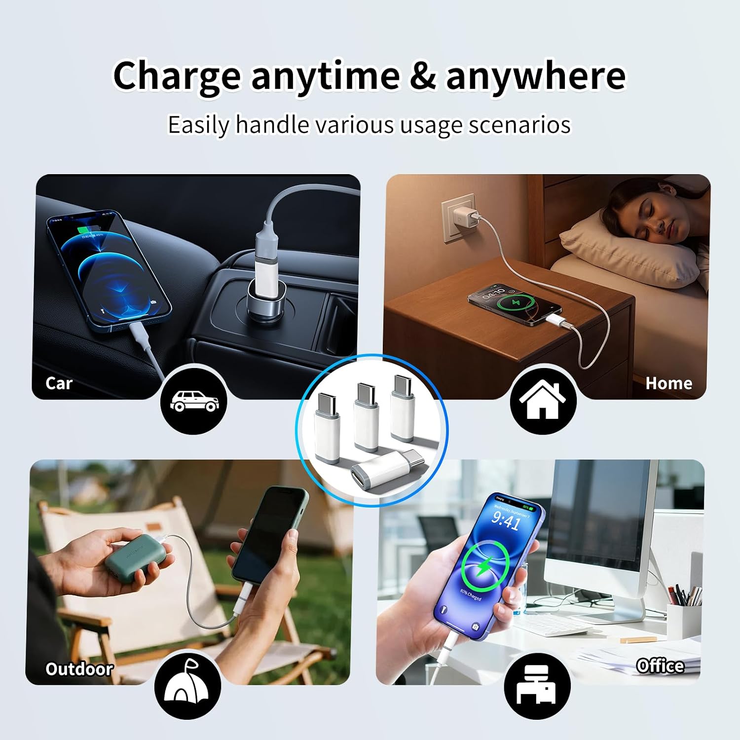 Thumbnail 6 de 4 Pack iPhone Lightning to USB‑C Adapter (Lightning Female to Type‑C Male) for Charging & Data Sync