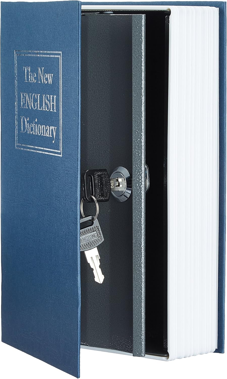 Detalle 2 de Amazon Basics Cassetta portavalori a forma di libro, Serratura con chiave, Grande – Blu