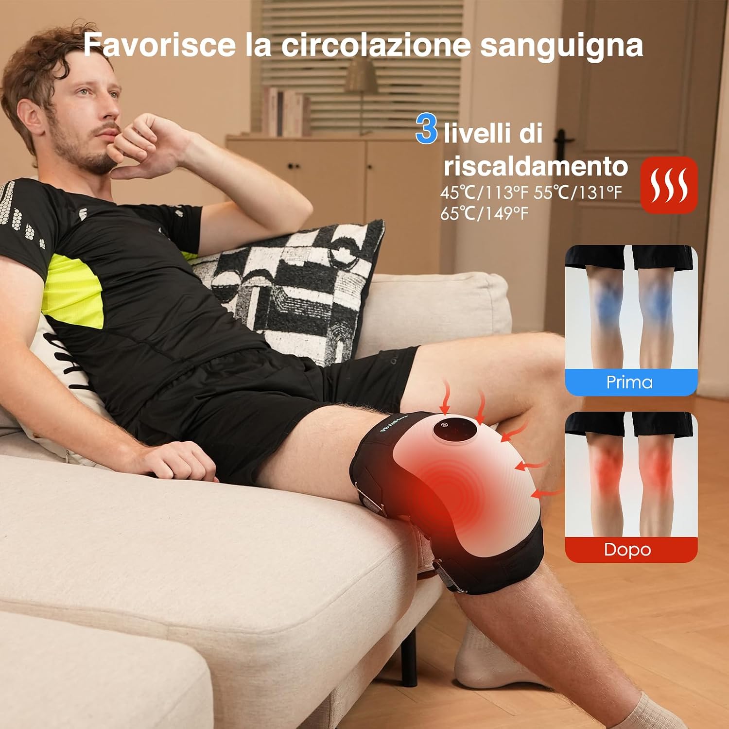 Thumbnail 4 de Massaggiatore ginocchio con calore e vibrazione 5000 mAh