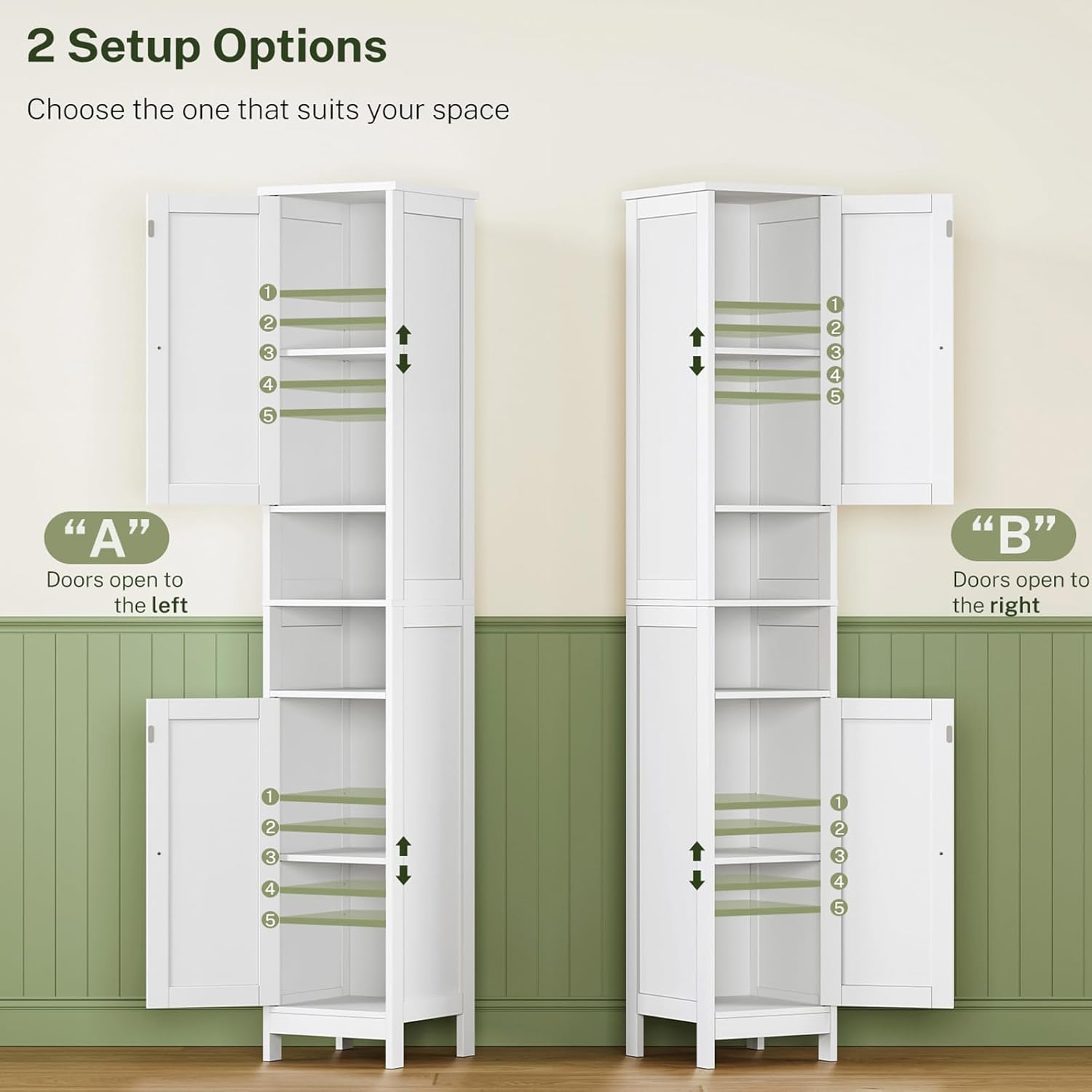 Detalle de TEENFON Bathroom Storage Cabinet, 67-Inch