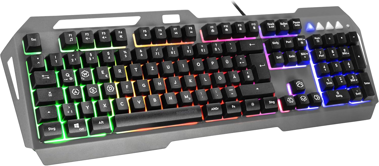 Detalle de Speedlink LUNERA Rainbow Gaming Keyboard – kabelgebundene RGB-Tastatur mit austauschbaren WASD-Tasten (DE-Layout)