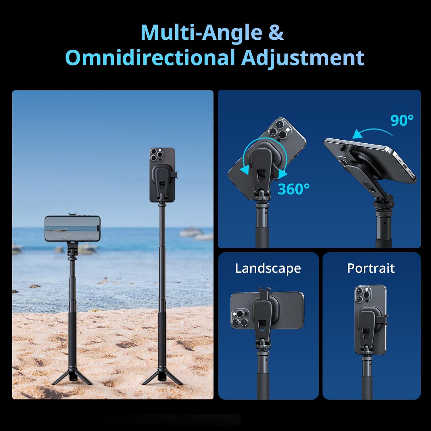 Detalle de SMALLRIG AC-10 5283 magnetische telefoonklem met cold shoe en 90° kanteling