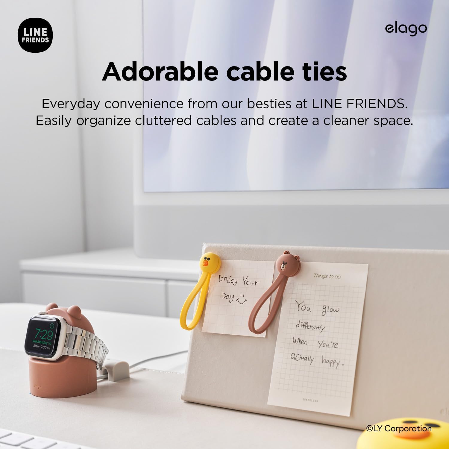 Detalle de elago LINE Friends Attaches de câbles magnétiques (Sally) en silicone premium