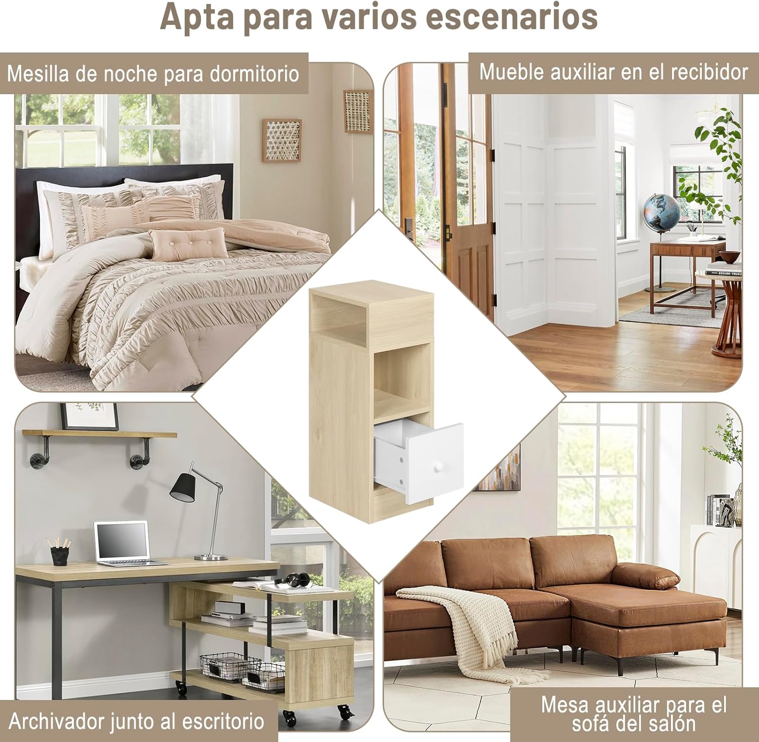 Thumbnail 6 de EUGAD 2X Mesitas de Noche Modernas de Madera 🌙